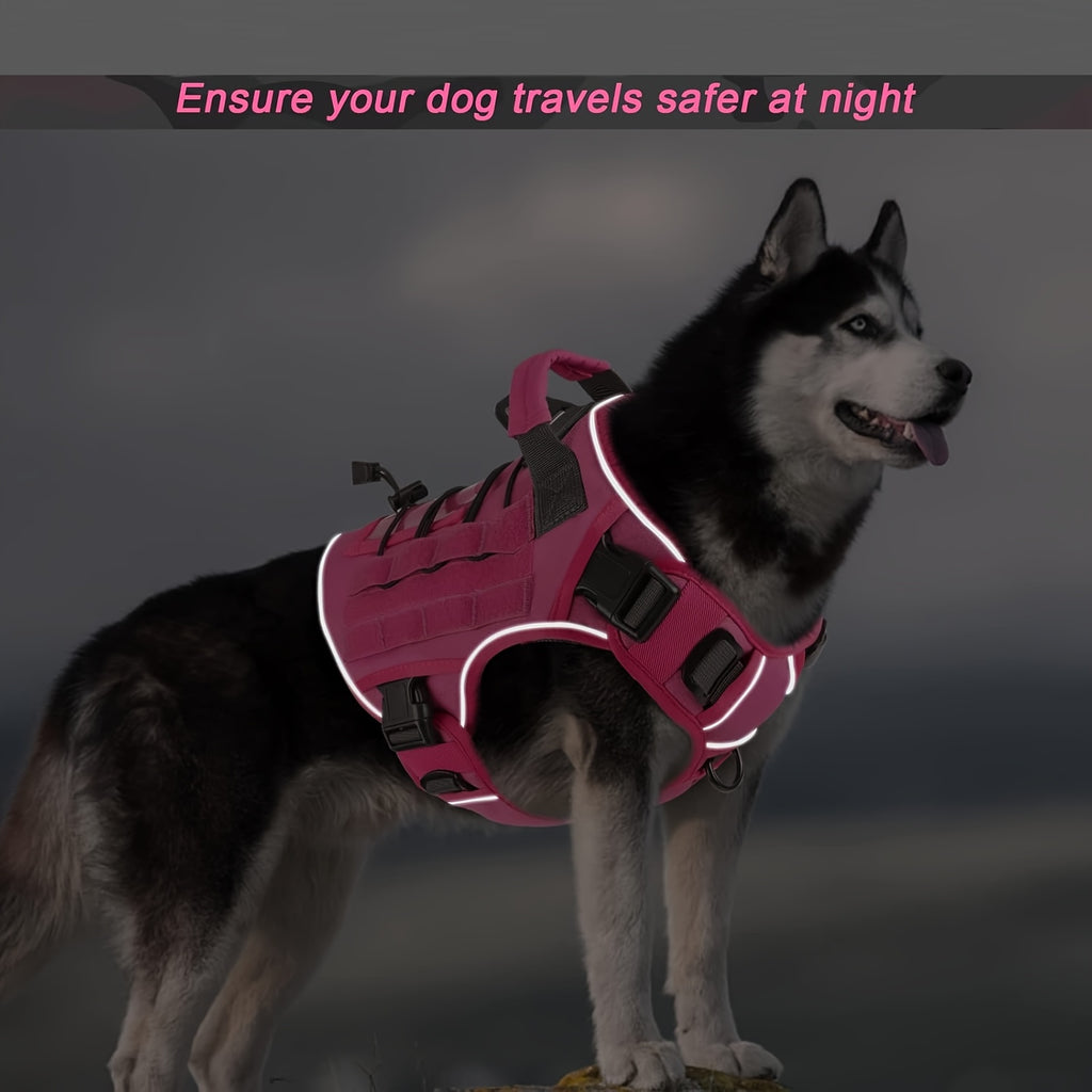 Tactical Dog Harness with Reinforced Top Handle, Adjustable Reflective Pet Vest for Daily Walks and Outdoor Training, S to XL Sizes