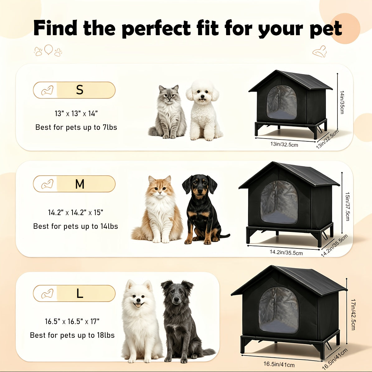 Outdoor Cat House with Raised Floor, Weatherproof Insulated Shelter for Feral and Stray Cats, Easy Assembly for Porch and Garage, Black or Grey