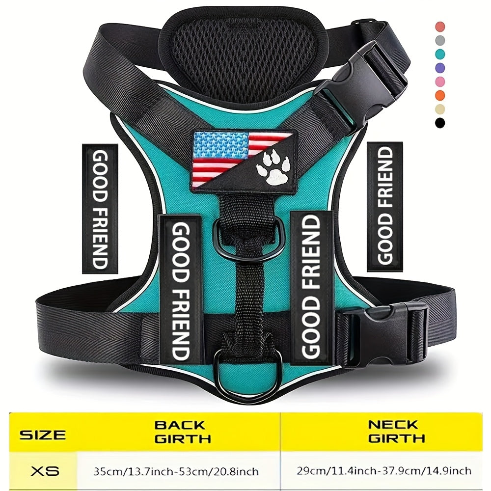 Service Dog Harness with 5 Removable Patches, Reflective Adjustable Soft Oxford Dog Vest with Inner Mesh Layer and ID System for Small Medium Large Dogs, Public Access and Mobility Aid Vest for Walking