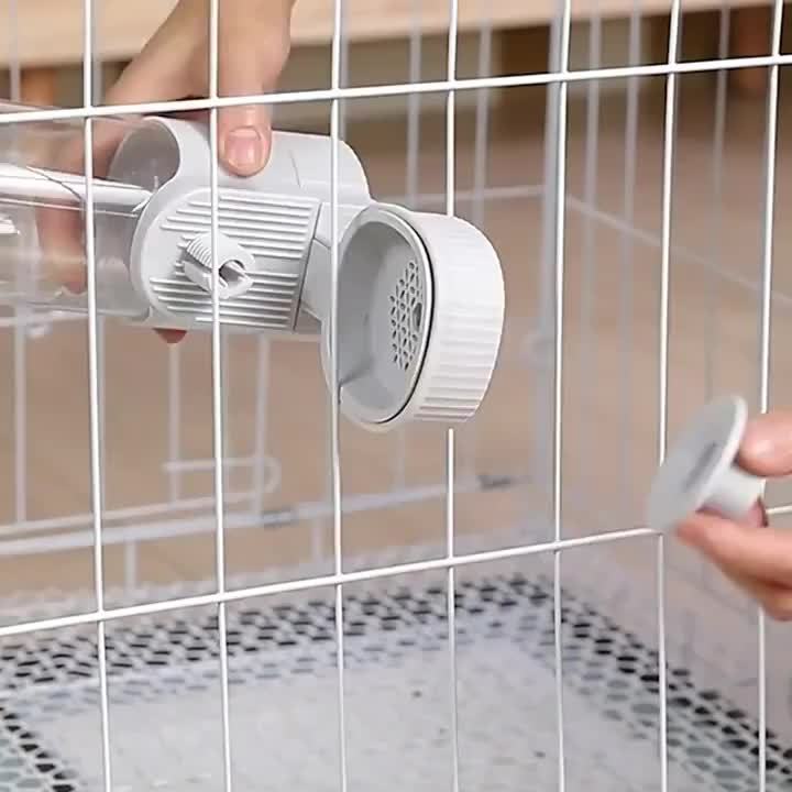 Hanging Gravity Pet Feeder and Water Dispenser Set, Battery-Free Cage-Mounted Food and Water Bowls for Daily Pet Care, Blue or Gray