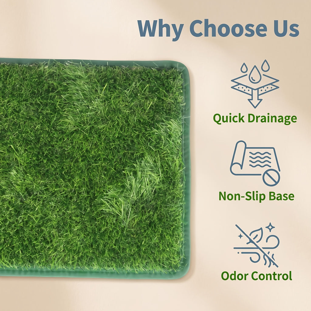 Artificial Grass Potty Training Mat for Dogs, Washable Reusable Turf Pad with Drainage and Non-Slip Base for Indoor and Outdoor Use
