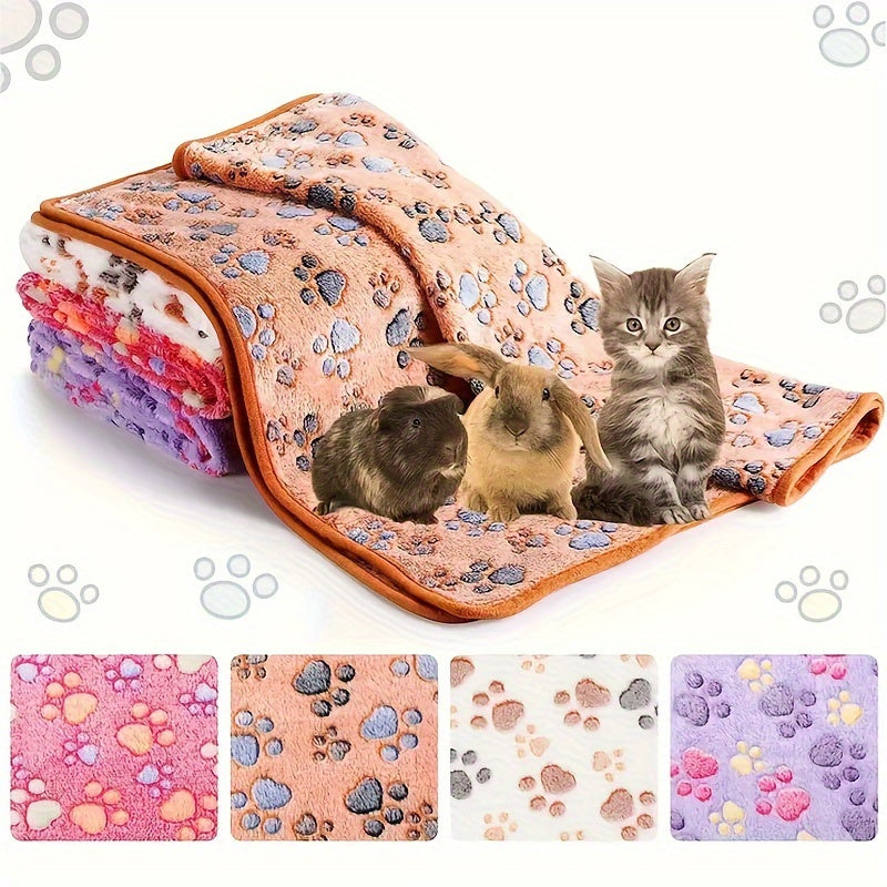 Pet Blankets 8 Pack for Dogs and Cats, Soft Flannel Paw Print Throws, Machine Washable Bedding Layers for Everyday Rest and Cozy Home Naps