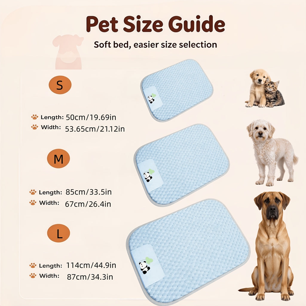 Washable Pet Bed Mat for Dogs and Cats, Blue Textured Non-Slip Sleeping Pad in S, M and L Sizes up to 44.9 x 34.3 Inches for Home and Vehicle Use
