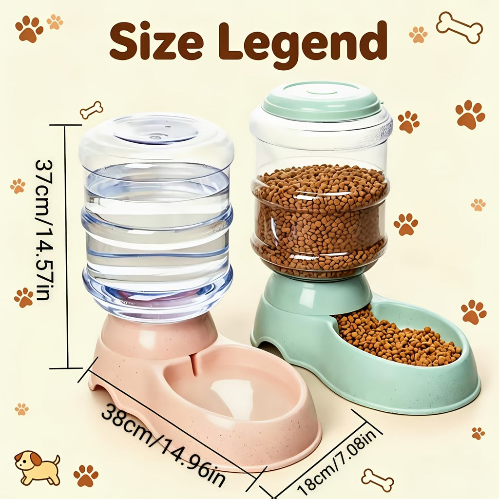 Gravity Dog Feeder or Water Dispenser, 1 Gallon Pet Food and Water Bowl Options for Cats and Small to Medium Dogs, Battery-Free PP Design