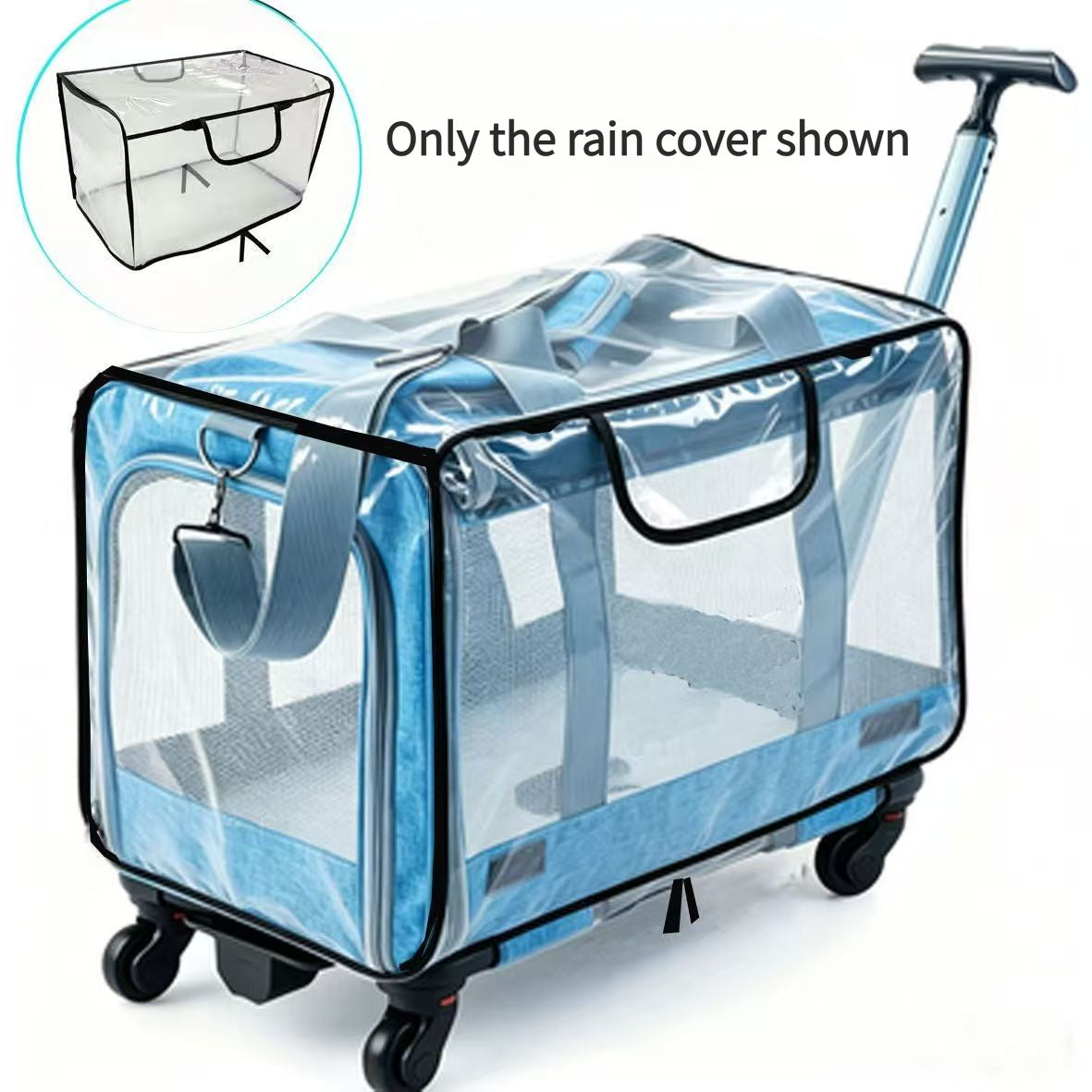 Cat Carrier Rain Cover Only, Transparent EVA Dust Cover with Double-Zipper Access Door for Pet Trolley Suitcases, 50 x 33 x 31 cm