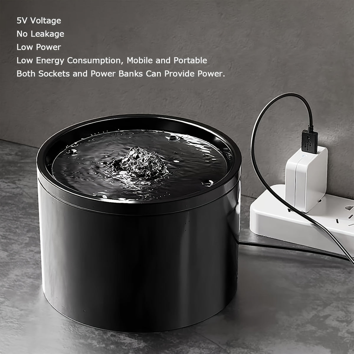 Ceramic Cat Water Fountain 1L, Quiet Automatic Indoor Pet Drinking Dispenser in Black or White for Cats and Dogs, Filters Sold Separately