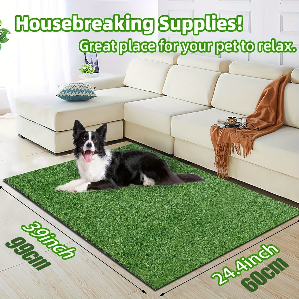 Dog Potty Grass Pad with Drainage Holes, Washable Artificial Turf for Indoor and Outdoor Puppy Training, 39 x 24.4 Inch or Smaller 2-Pack Options