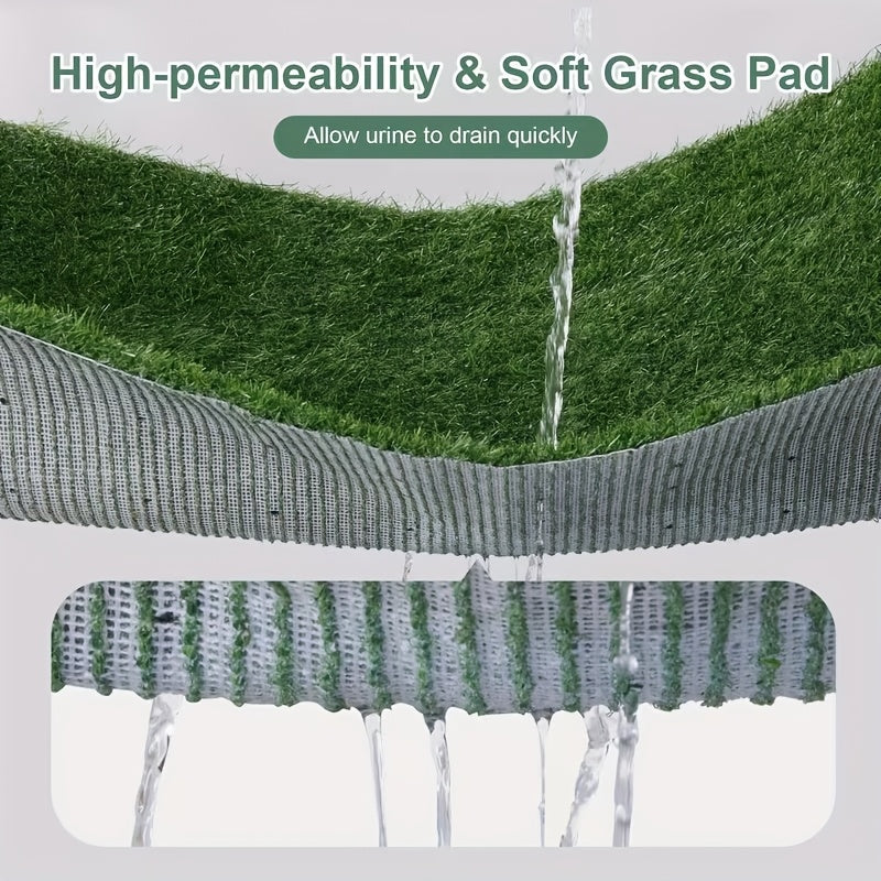 Grass Dog Potty with Tray, Three-Layer Washable Reusable Puppy Training Mat for Indoor and Outdoor Housebreaking and Everyday Pet Toilet Routines