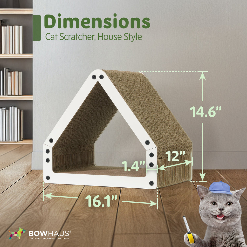 House Cat Scratcher Lounger, Reversible Five-Layer Cardboard Scratching Bed for Indoor Cats, 16.1 x 14.6 x 12 Inches in Brown or White