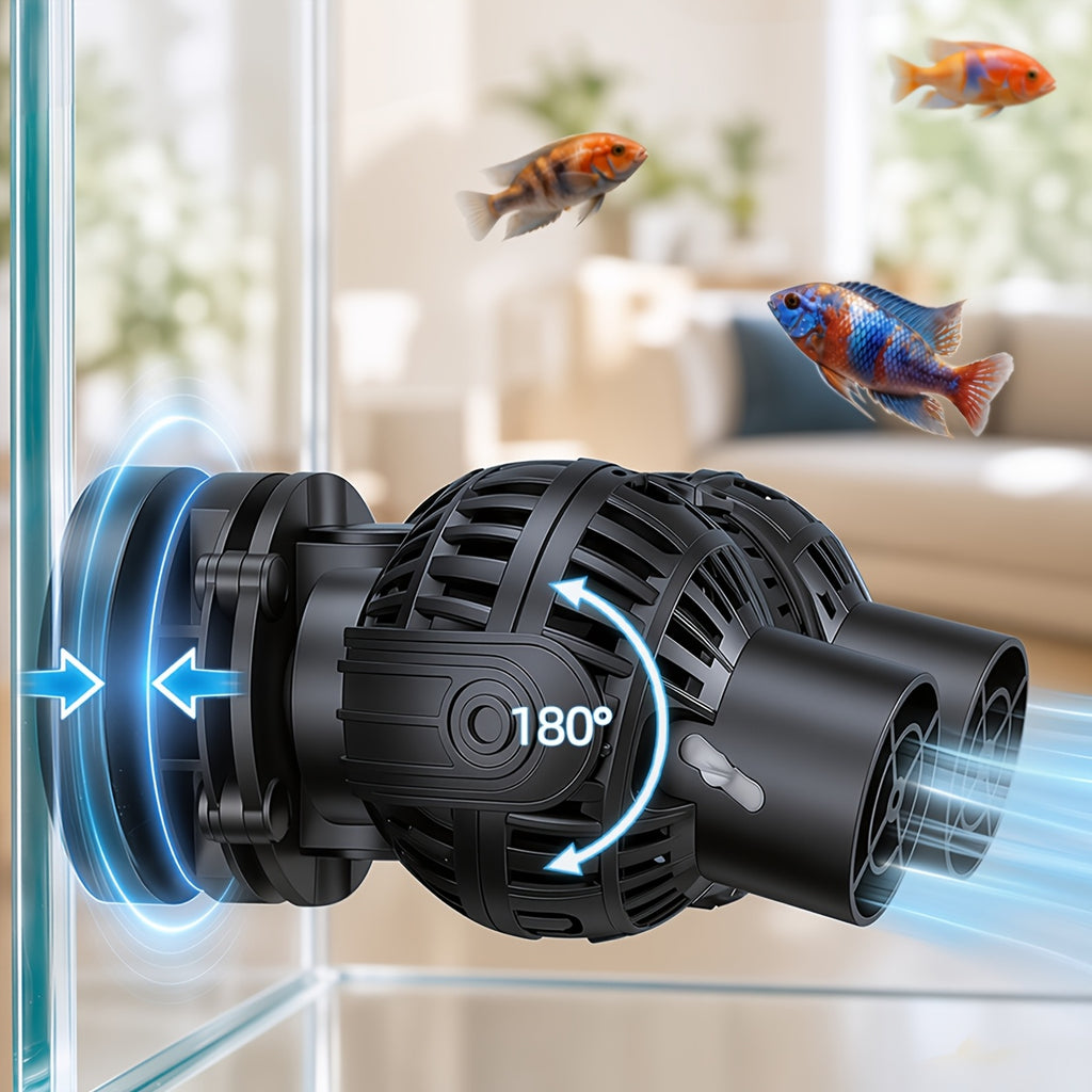 Aquarium Wave Maker with Dual 180° Adjustable Heads, Magnetic Mount Circulation Powerhead for 55–125 Gallon Freshwater and Saltwater Reef Tanks