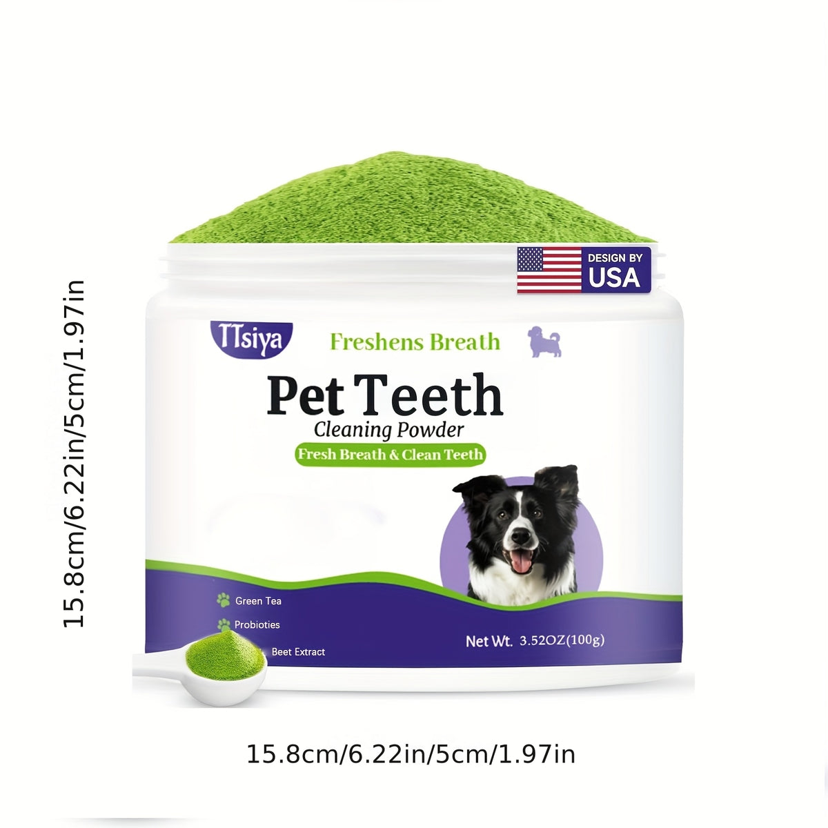 Dog Teeth Cleaning Powder 100g, Sprinkle-on-Food Pet Dental Care Powder for At-Home Canine Oral Hygiene and Everyday Meal-Time Care Routines