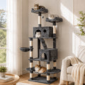 Cat Tree with Wide Base, 52.5 to 70 Inch Multi-Level Indoor Cat Tower with Plush Condo, Hammock and Sisal Scratching Posts for Climbing and Rest