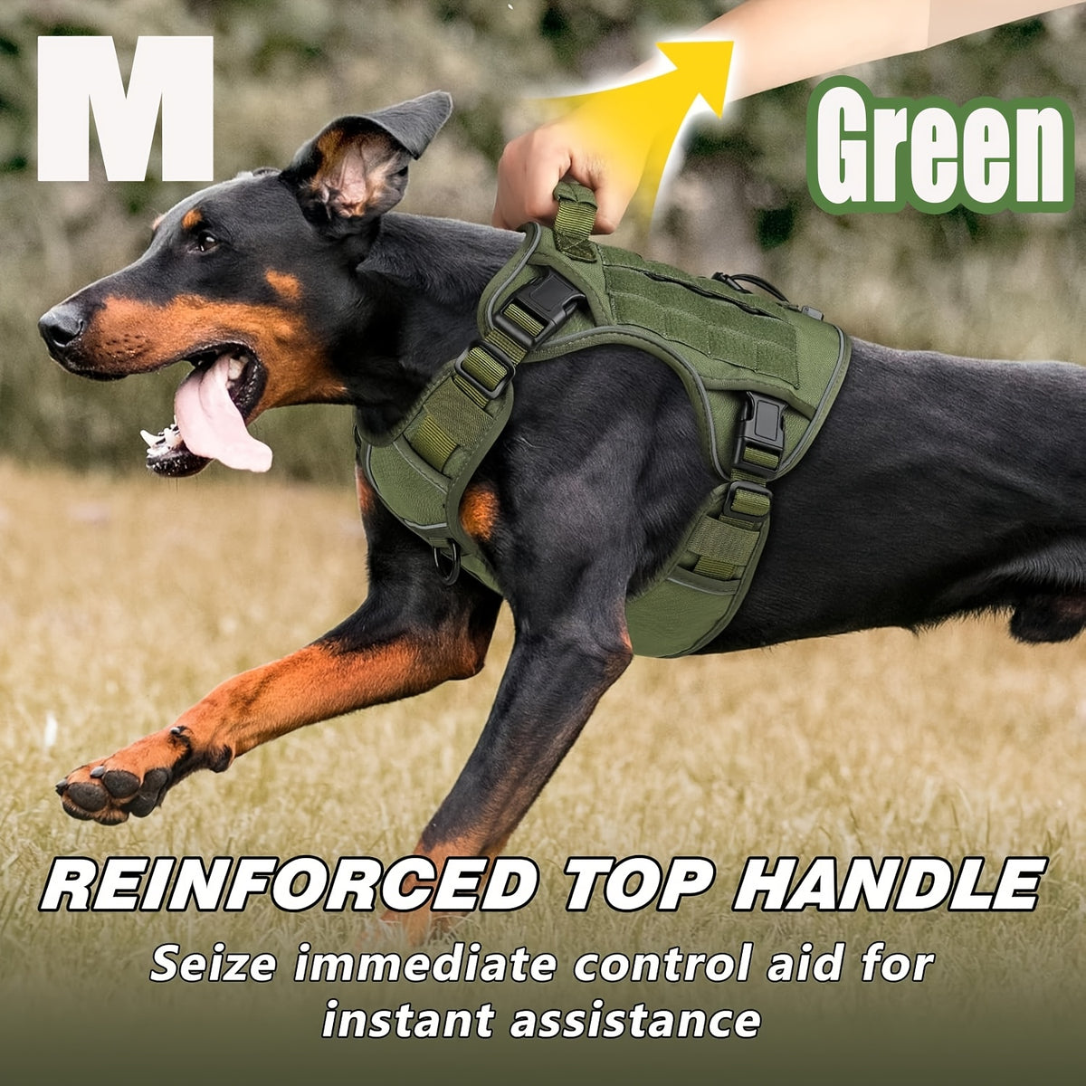 Tactical Dog Harness with Reinforced Top Handle, Adjustable Reflective Pet Vest for Daily Walks and Outdoor Training, S to XL Sizes