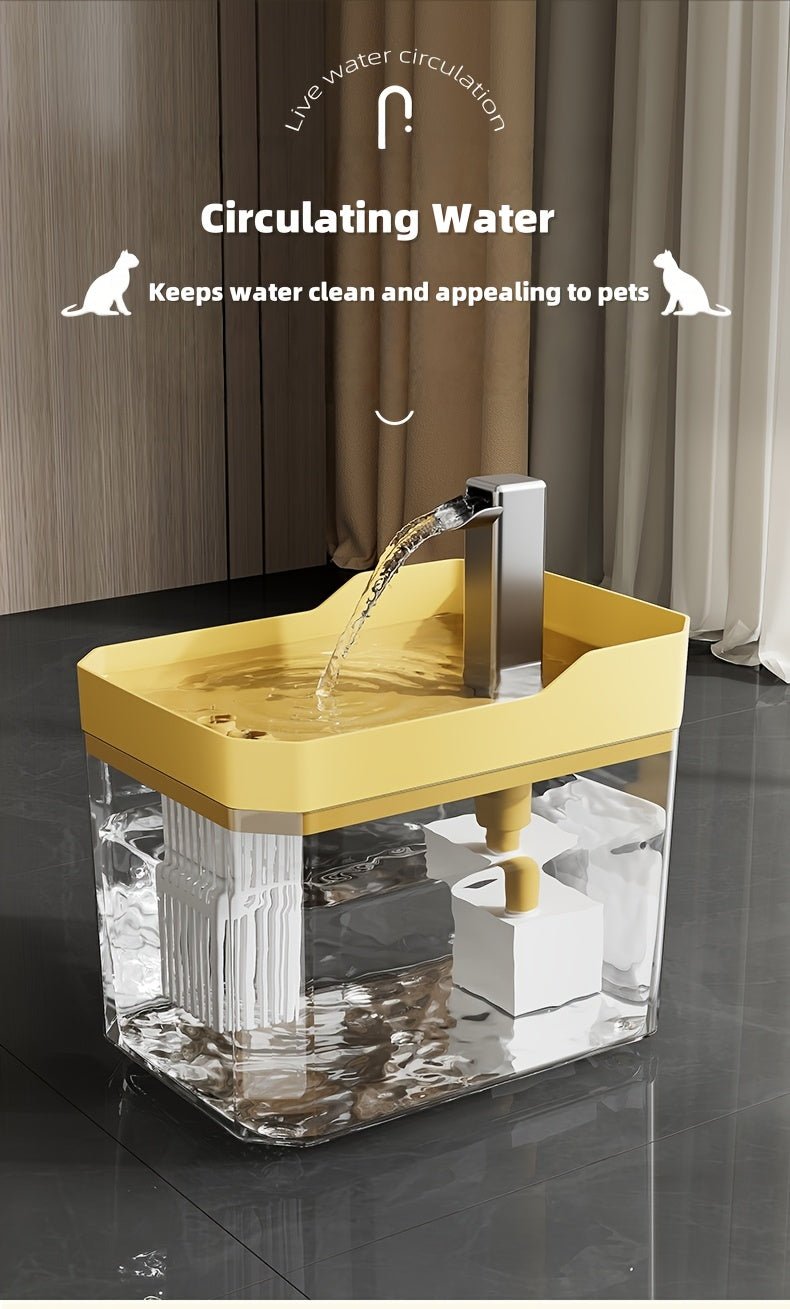 USB Cat Water Fountain with 4-Stage Filtration, Quiet Automatic Circulating Pet Drinking Dispenser for Cats and Dogs with Visible Water Level Window