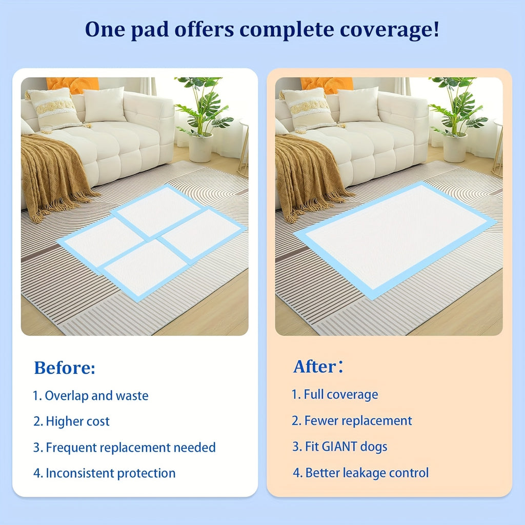 Disposable Puppy Pads with 6-Layer Absorbent Design, Heavy-Duty 125 Count or 35 x 29 Inch 98+2 Pack Options for Indoor Dog Potty Training