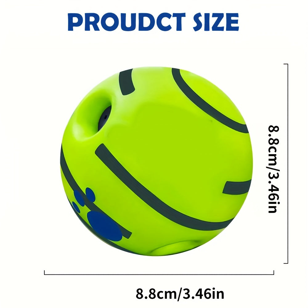 Dog Sound Ball 5.51 Inch in Green, Battery-Free Interactive Giggle Toy for Supervised Rolling, Chasing and Indoor or Outdoor Play Sessions