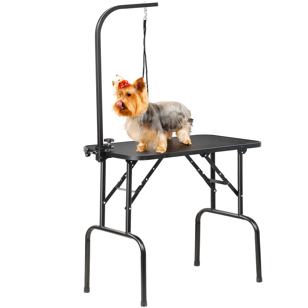 Dog Grooming Table with Folding Legs and Height Adjustable Arm for At-Home Dog and Cat Trimming, Coat Care and Pet Salon Grooming