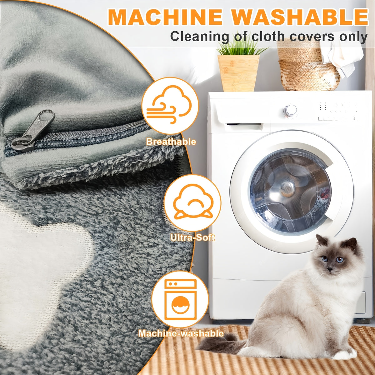 Thermostatic Pet Heating Pad for Dogs and Cats, 1-24 Hour Timer, Washable Soft Cover, US Plug, Large 34 x 21 or XX-Large 47 x 30 Inch