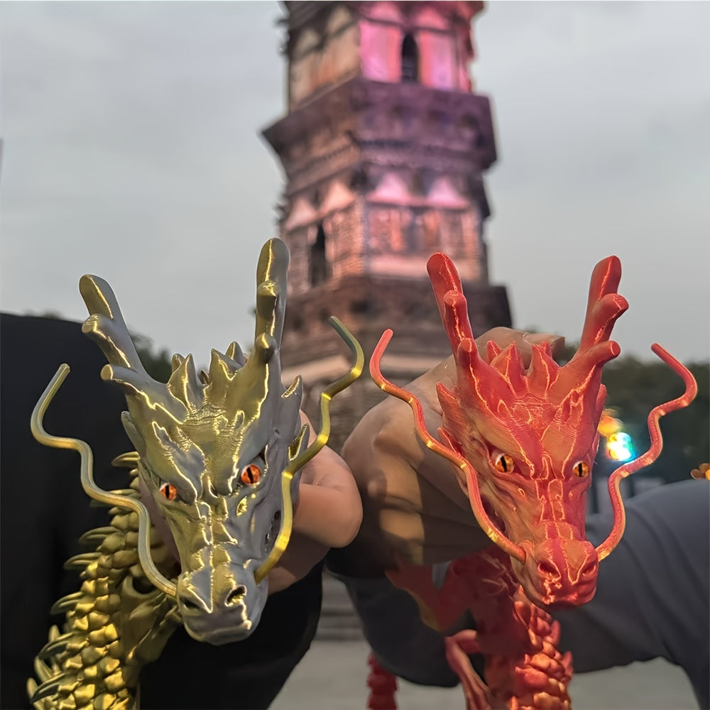 3D Printed Dragon Figurine, Large 88cm Articulated Dragon with Movable Joints and Mouth for Desktop Display, Fantasy Decor and Birthday Gifts