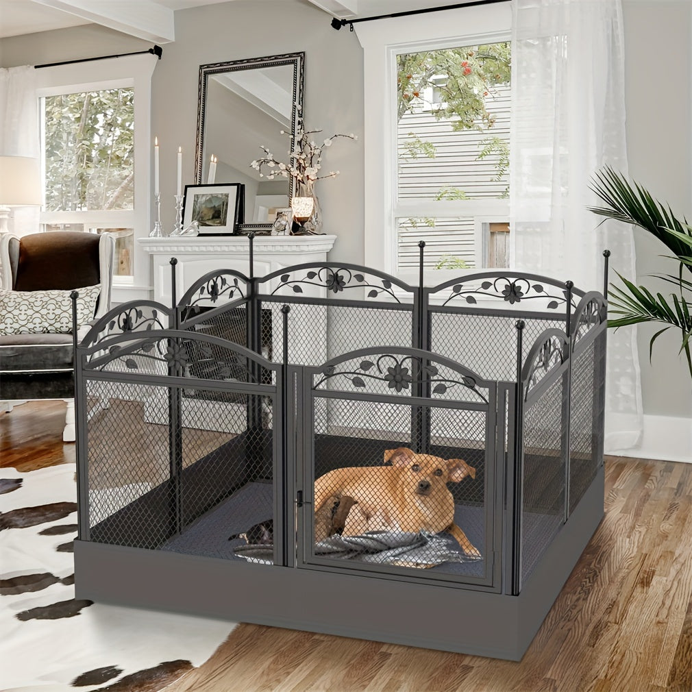 Dog Playpen with Waterproof Pad, 8-Panel Heavy Duty Metal Pet Fence with Door for Indoor Outdoor Puppy Training, Exercise and Large Dog Play Areas