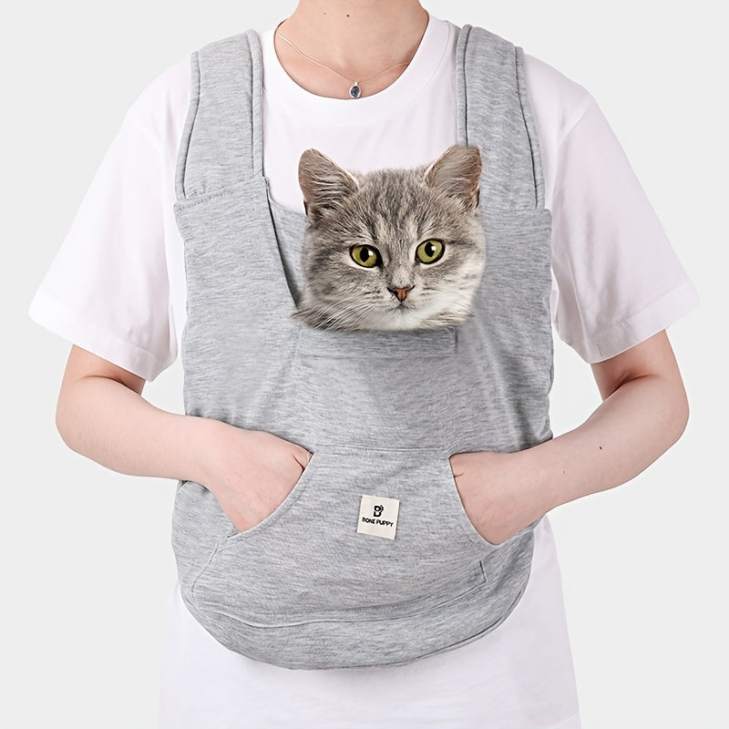 Small Dog Chest Carrier with Front Pocket, Foldable Head-Out Pet Carrying Bag with Adjustable Straps for Dogs up to 5.5 lbs and Cats up to 7.7 lbs