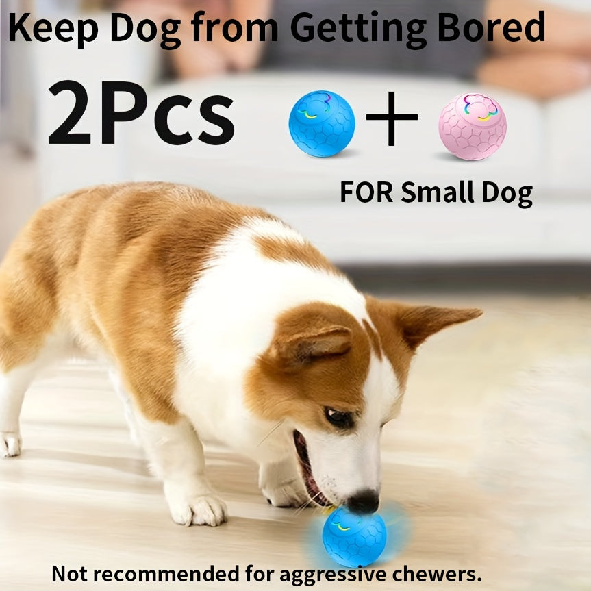 Interactive Pet Balls 2 Pack with Motion Sensor and Flashing Lights, USB Rechargeable Jumping and Rolling Toys for Small Dogs and Cats, Two Modes
