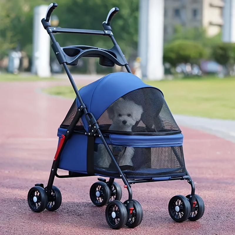 Small Pet Stroller for Dogs and Cats, Lightweight Foldable Travel Pushchair for Outdoor Walks and Everyday Outings, Black or Grey