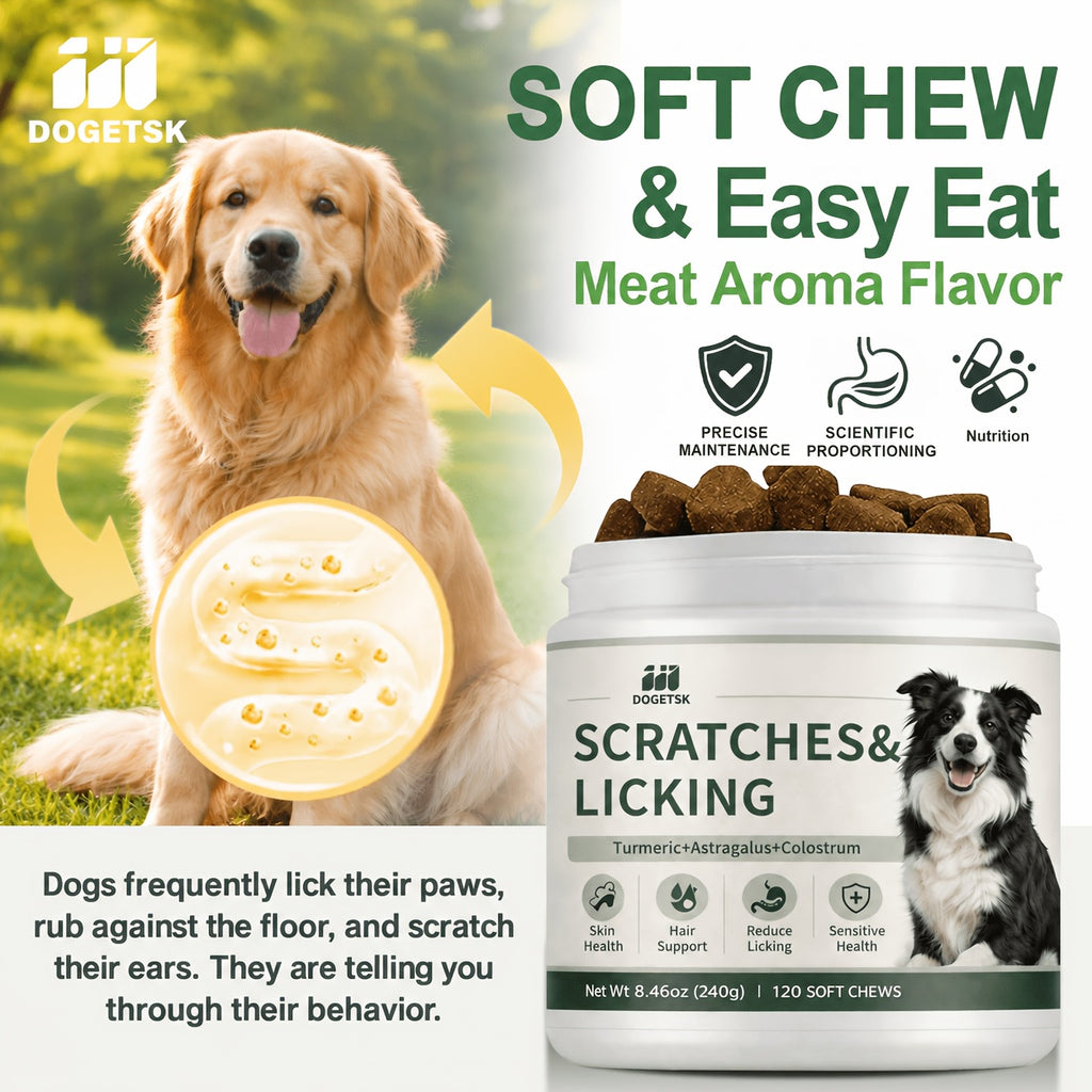 Omega 3 Chewable Tablets for Dogs, Chicken Flavor Canine Supplement with Listed Probiotics and Omega Fatty Acids for Skin and Coat Care Routines