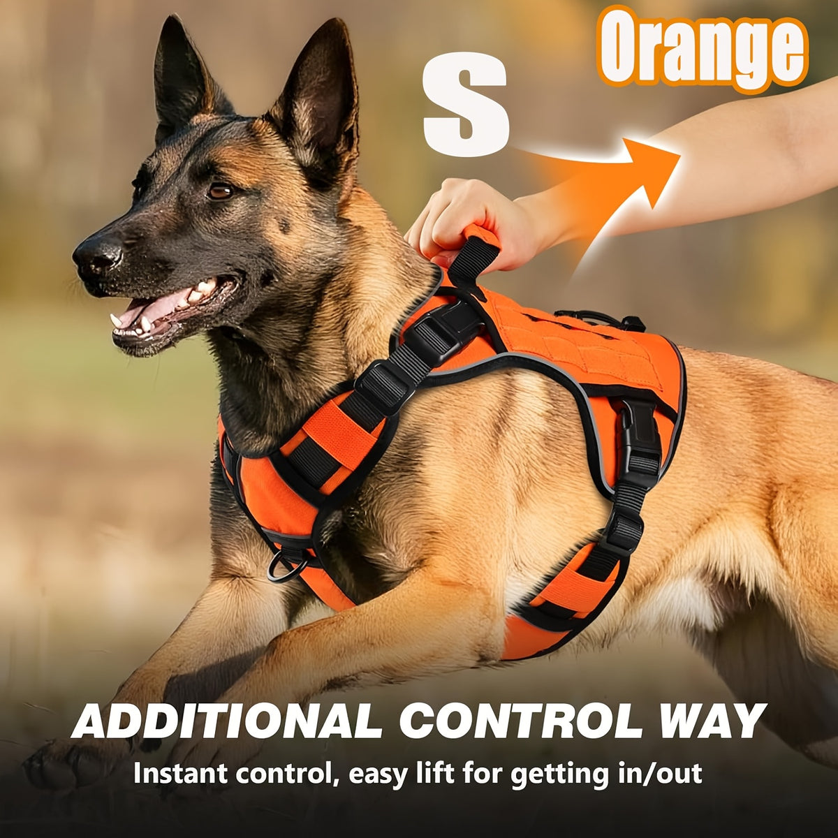 Tactical Dog Harness with Reinforced Top Handle, Adjustable Reflective Pet Vest for Daily Walks and Outdoor Training, S to XL Sizes