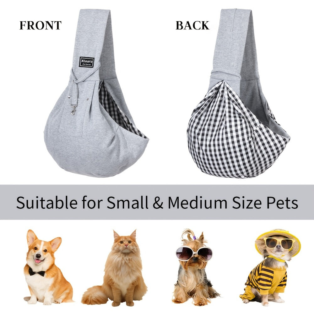 Crossbody Pet Carrier Sling for Dogs and Cats, Lightweight Breathable Foldable Travel Bag with 15 Poop Bags and Dispenser for Everyday Outings