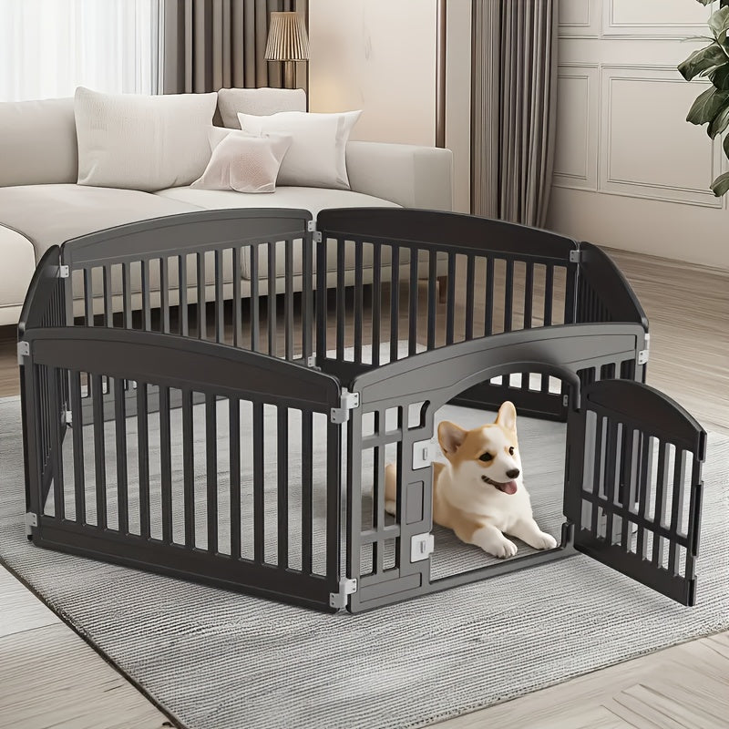 Foldable Puppy Playpen with Gate, 4 or 6 Panel Small Dog Fence in Black or White for Supervised Indoor Play Areas and Outdoor Pet Routines