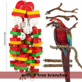 Parrot Toys with Colorful Wood Chew Designs, 12 Selectable Bird Cage Accessory Styles Including Apple, Banana, Coconut and Block Options for Enrichment