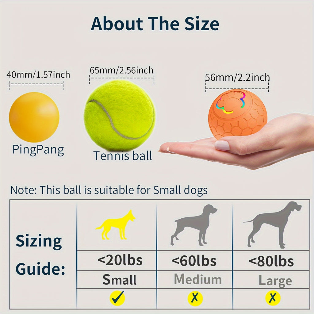 Interactive Pet Balls 2 Pack with Motion Sensor and Flashing Lights, USB Rechargeable Jumping and Rolling Toys for Small Dogs and Cats, Two Modes