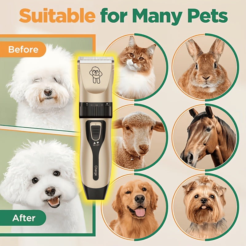 Pet Grooming Trimmer and Scissors Kit for Dogs and Cats, At-Home Hair Clipping Set with Curved Scissors Options for Small Dog and Puppy Coat Care