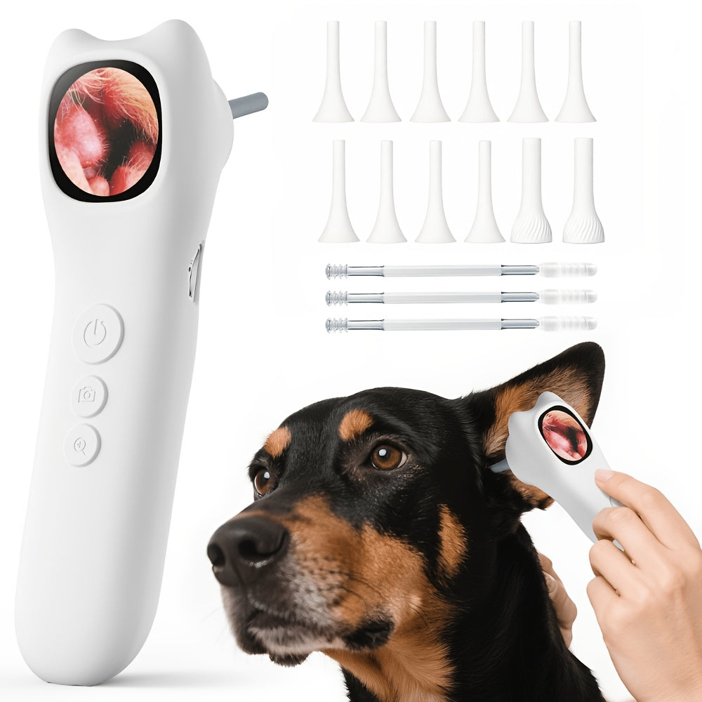 Pet Ear Inspection Camera for Dogs and Cats, 1080P HD with 4X Zoom, USB Rechargeable 4-in-1 Viewer and 12 Extra Inspection Tips for Home Care