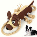 Squeaky Crinkle Rope Dog Toy with Minimal Stuffing, French Bulldog or Spring Cow Plush Styles for Supervised Gentle Tug and Interactive Puppy Play