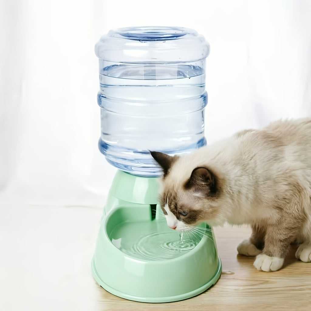 Gravity Pet Dispenser for Food or Water, Battery-Free Feeder or 1 Gallon Waterer with Clear Reservoir for Cats and Small to Medium Dogs, Three Colors