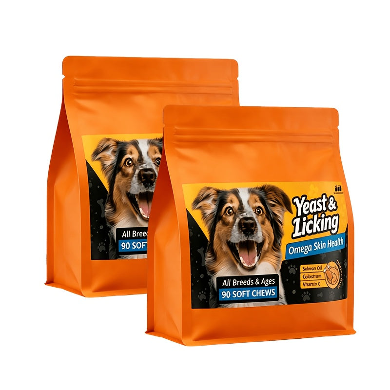 Dog Skin and Coat Chews with Omega 3 and Virgin Coconut Oil, Chicken Flavor Chewable Supplement for Everyday Canine Grooming Care