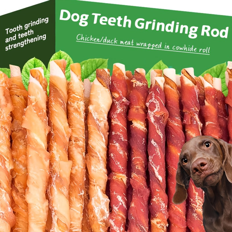 Dog Chew Sticks with Chicken and Duck Wraps, Mixed Rawhide Roll Treat Combo for Supervised Chewing, Occasional Rewards and Dog Owner Gift Baskets