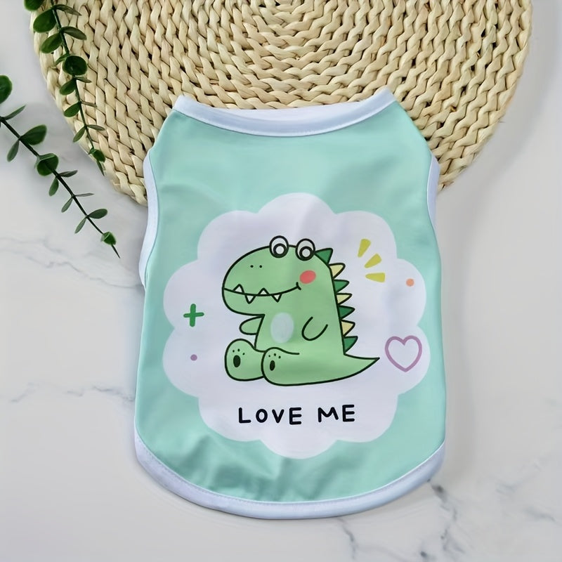 Cartoon Pet Vests 6 Pack for Dogs and Cats, Gray Cute Rabbit Drink Print Clothing in XS to XL for Everyday Outfits and Pet Photo Moments