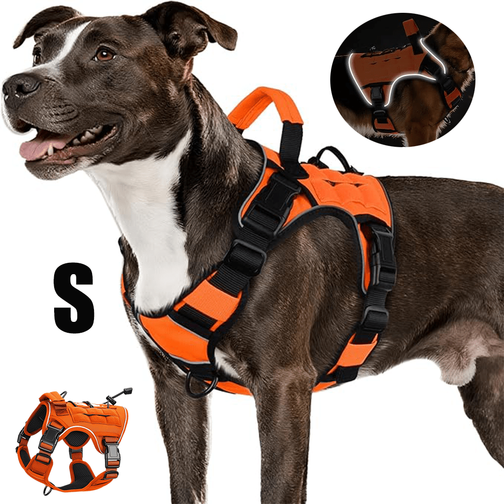 Tactical Dog Harness Vest with Adjustable Reflective Design, Machine Washable Outdoor Walking and Obedience Training Gear in S, M, L and XL