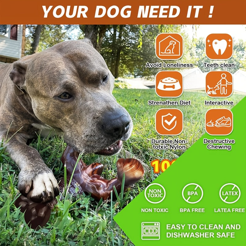 Bacon Flavored Nylon Dog Chew Toy, Lobster-Shaped Textured Bone for Medium and Large Dogs, Brown and Cream Supervised Chewing and Daily Play