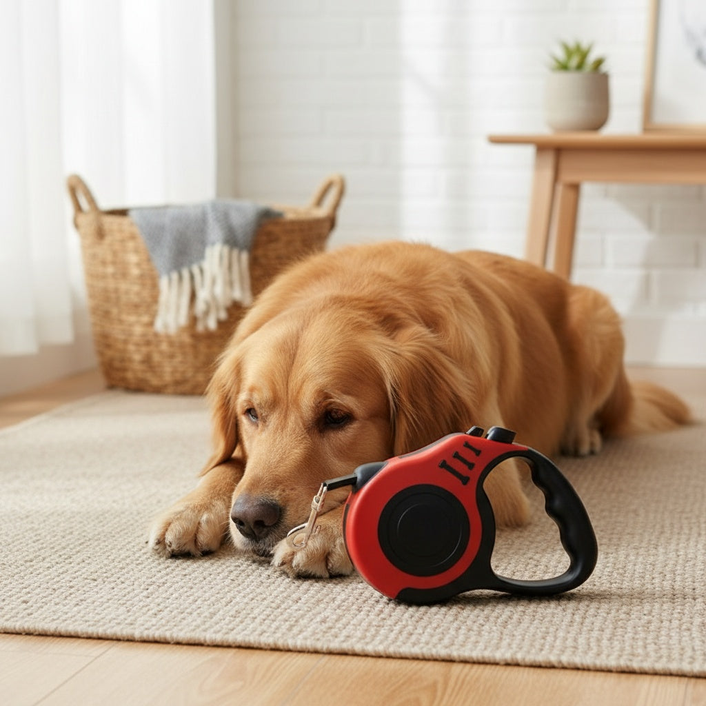 10ft Retractable Dog Leash with Ergonomic Handle, Nylon Walking Lead with Colorful Bone Design and 4 Bells for Small and Medium Dogs