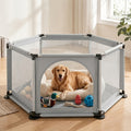 Fabric Dog Playpen with Door, Easy-Assembly Pet Enclosure in Gray or Black for Supervised Puppy Play, Daily Rest and Home Training Routines