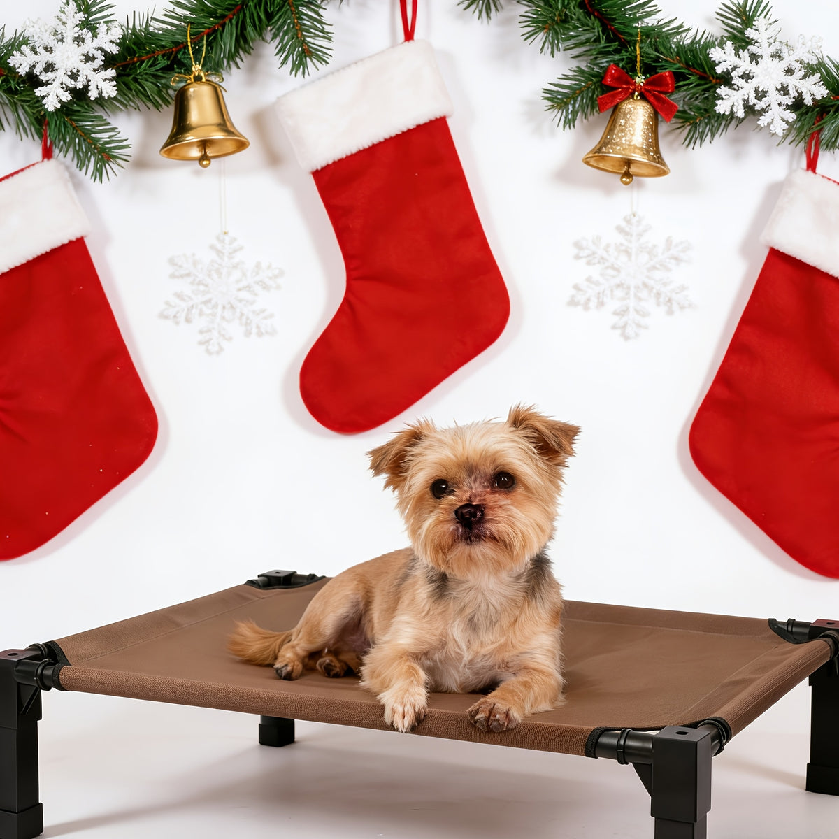 Elevated Dog Bed with Washable Mesh and Metal Frame, Raised Cooling Dog Cot with Non-Slip Feet, 35-60 Inch Options for Indoor and Outdoor Rest