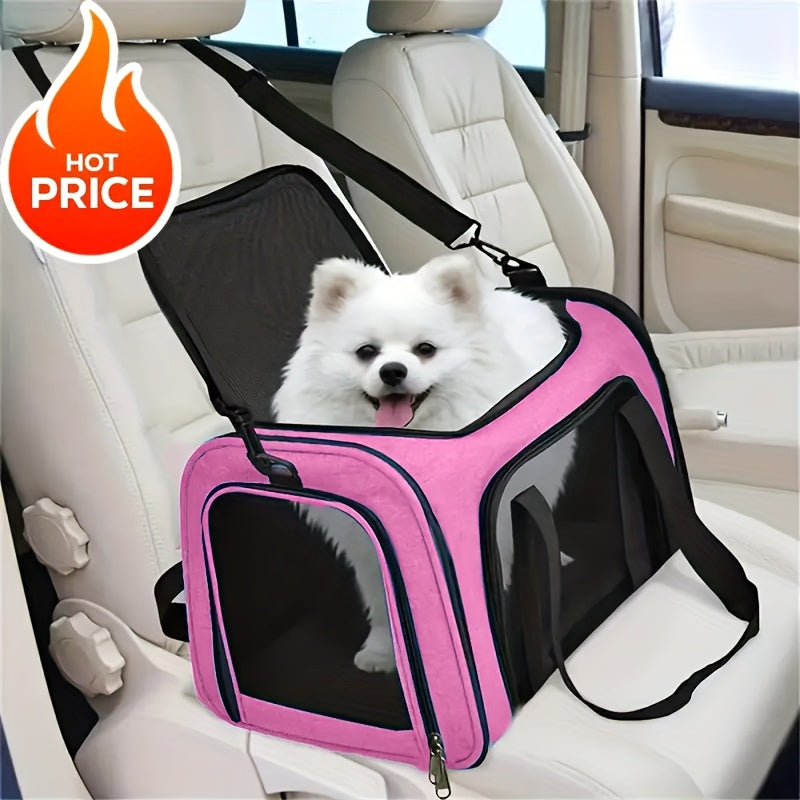 Soft-Sided Cat Carrier for Pets Up to 15 lbs, Collapsible Travel Bag for Small Dogs, Puppies and Cats, Vet Visits and Everyday Trips