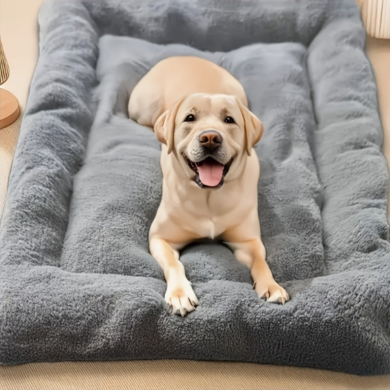 Plush Dog Sofa Bed in Grey, Thickened Soft Polyester Rectangular Pet Sleeping Pad for Dogs and Cats, Cozy Home Lounging and Crate Mat Use