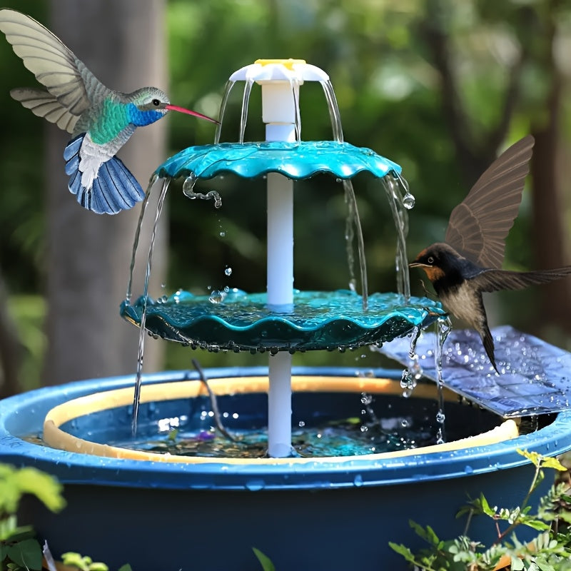Solar Bird Bath Fountain 3.5W in Dark Green, Three-Layer Flowing Water Feature with Detachable Design for Outdoor Garden, Patio and Backyard Decoration