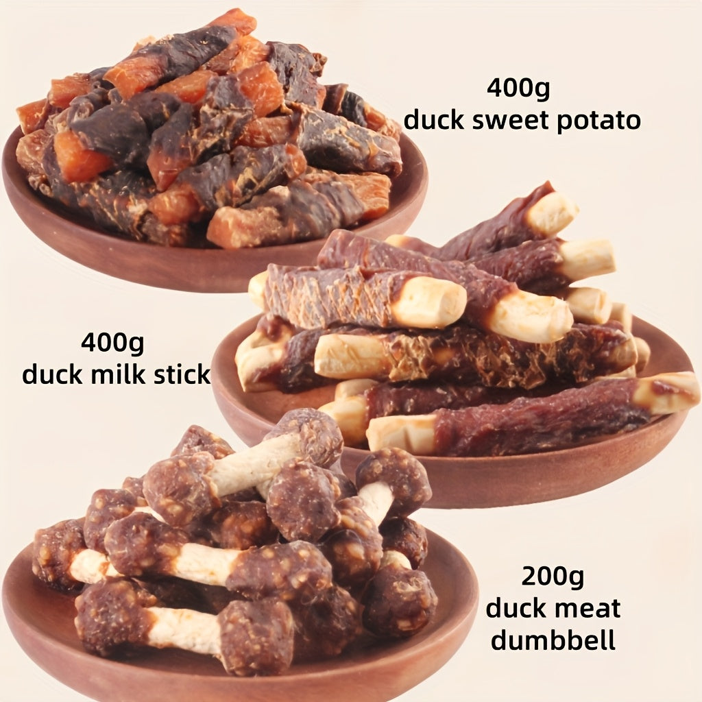 Dog Treat Gift Set with Duck, Chicken, Milk and Sweet Potato, Grain-Free Snack Assortment for Supervised Training Rewards and Everyday Treat Time