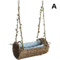 Parrot Nest Swing with Mat, Rattan Hanging Bird Toy with Colorful Random-Color Chain for Cage Enrichment and Supervised Pet Bird Play